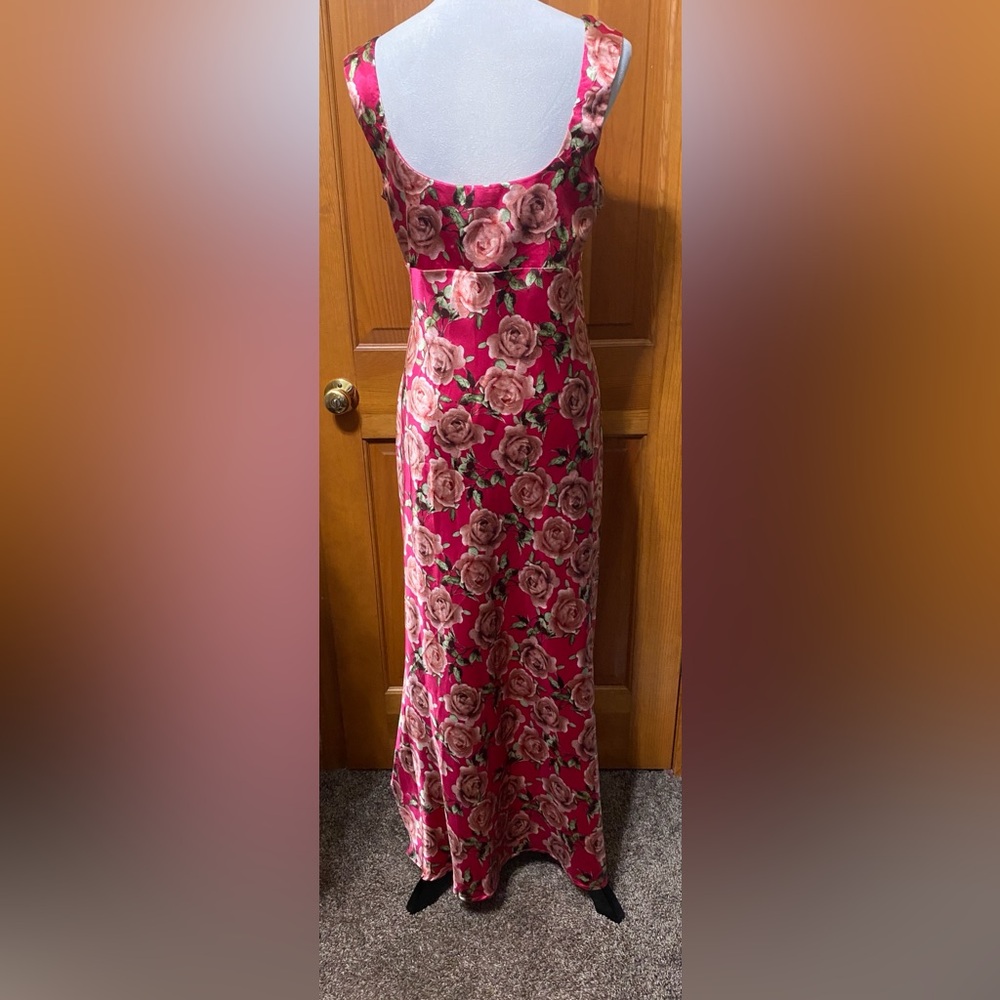 NWT Wild Fable Cap Sleeve Floral Maxi Satin Dress - Picture 4 of 5